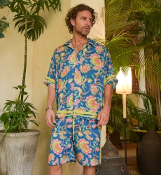 Camisa de Manga Corta Lorica – azul – estampado floral / multicolor – tejido ligero – colección Shay – Miss June Paris – 4