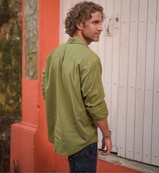 Langarmhemd Leyca – khaki mit beigefarbenen Stickereien – Kollektion Shay – Miss June Paris – 4