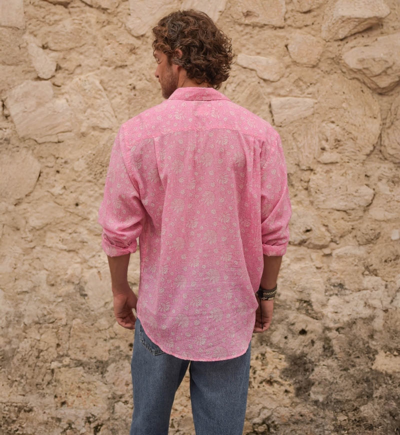 Bluse Florencia – rosa – zartes weißes Muster – lange Ärmel – leichter Stoff – Kollektion Shay – Miss June Paris – 7