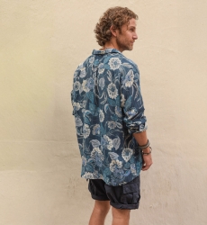 Chemise Guatape - bleu marine - imprimé floral - manche longue - collection Shay - Miss June Paris - 4