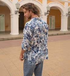 Camisa Barranquilla – blanca/azul – estampado floral – manga larga – colección Shay – Miss June Paris – 4