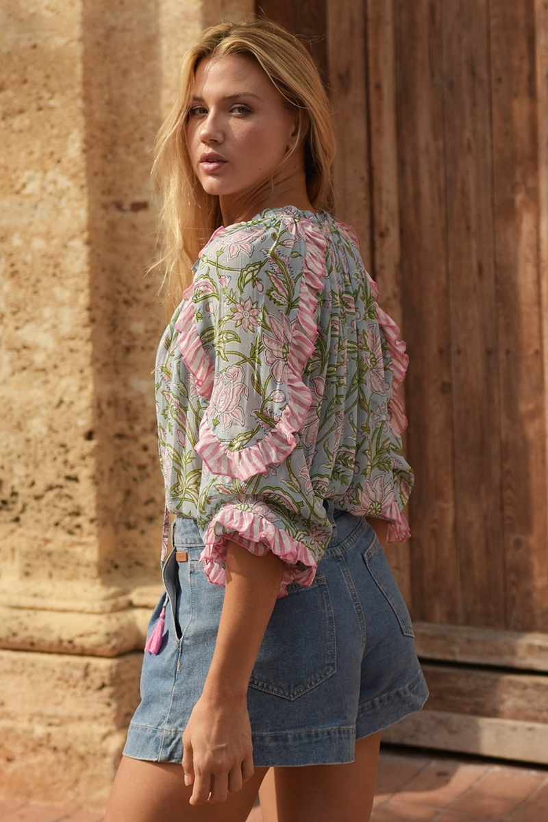 Blusa Guiliana - blusa ligera azul - manga larga - Miss June Paris - 4