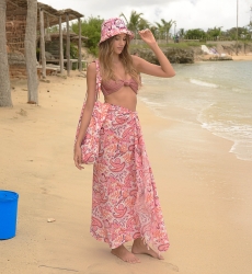 Pareo La Plage - orange- und lilafarbene Muster - Miss June Paris - 2