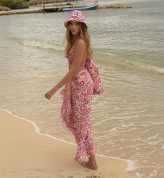 Pareo La Plage - orange- und lilafarbene Muster - Miss June Paris - 3