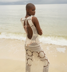 Angel Long Dress - White - Crochet - Short Sleeves - Open Back - Bohemian - Miss June Paris - 2