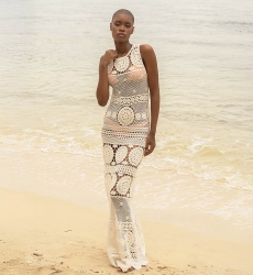 Angel Long Dress - White - Crochet - Short Sleeves - Open Back - Bohemian - Miss June Paris - 1