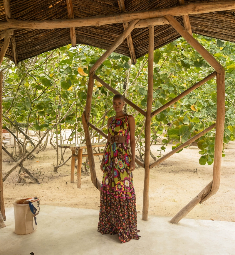 robe longue ASTOR : marron - fleurie boheme - bretelles fines - Miss June Paris - 2
