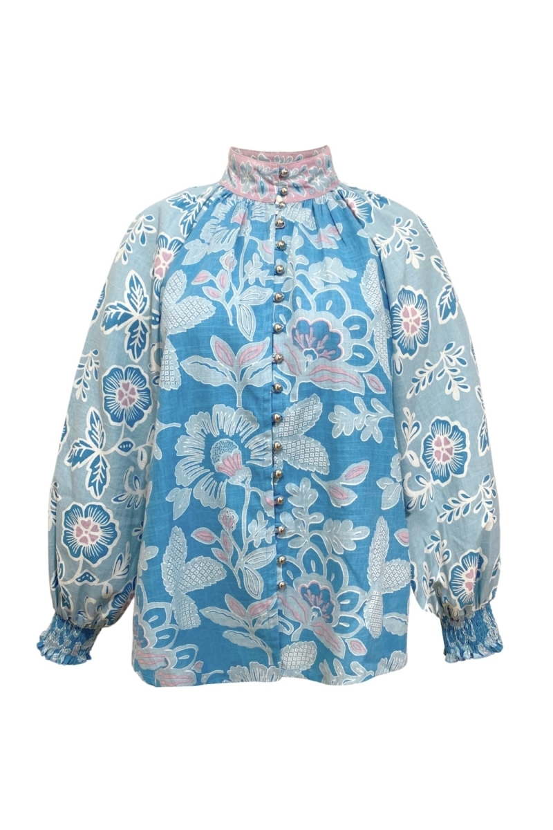 Kurzes Kleid Clemence - Paisleymuster - silberne Knöpfe - 100% Baumwolle - Miss June Paris - 6