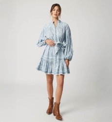 Robe courte Clémence - motif paisley - boutons argentés - 100% coton - Miss June Paris - 1