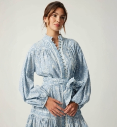 Vestido curto Clemence - padronagem paisley - botões prateados - 100% algodão - Miss June Paris - 5