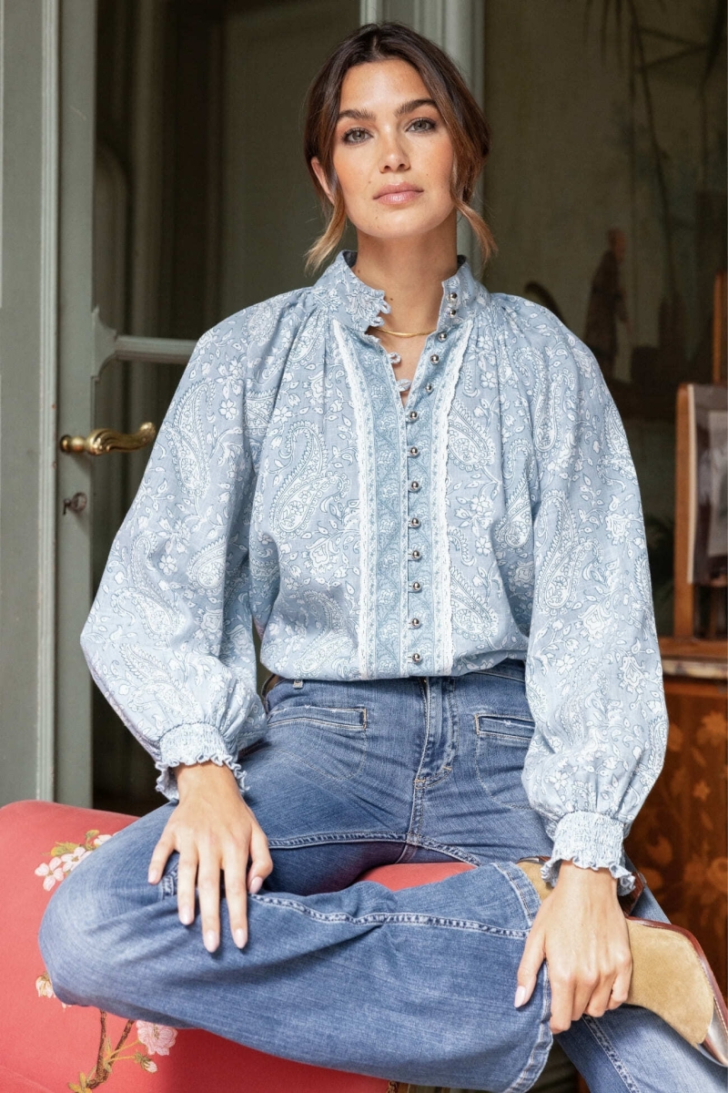Camisa mujer Victoire - estampado cachemir - 100% algodón - Miss June Paris - 1