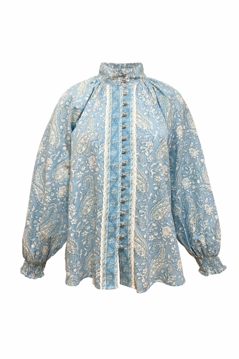Camisa mujer Victoire - estampado cachemir - 100% algodón - Miss June Paris - 6