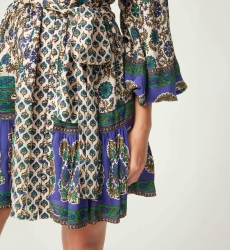 Vestido curto Charlotte - motivos em verde e bege - Miss June Paris - 5