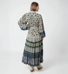 Vestido longo Eleonore - bege e verde - Miss June Paris - 4