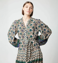 Vestido largo Eleonore - beige y verde - Miss June Paris - 5