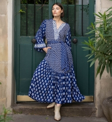 Langes Kleid Elise - Muster aus weißer Stickerei - Miss June Paris - 2