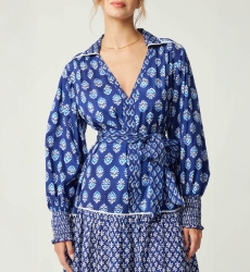 Kurzes Kleid Alix - Farbe marineblau - weiße Muster - Miss June Paris - 5