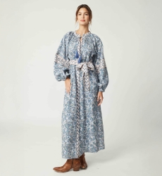 Robe longue Kim - 100% coton - boutons argentés - Miss June Paris - 4