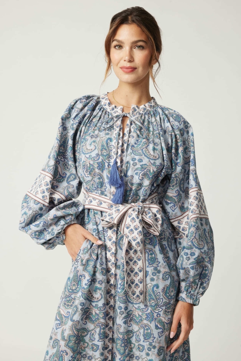 Vestido longo Kim - 100% algodão - botões prateados - Miss June Paris - 1