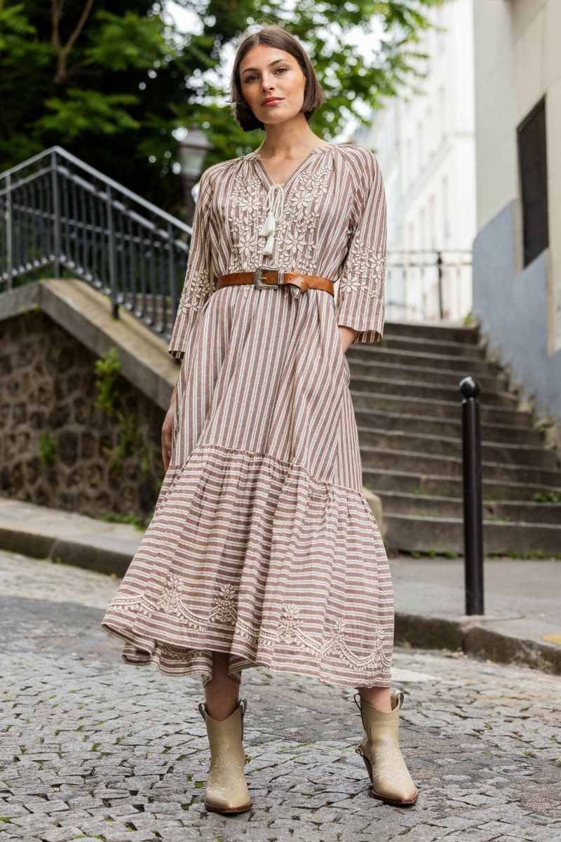 Robe longue Solène - coupe ample - 100% coton - Miss June Paris - 2