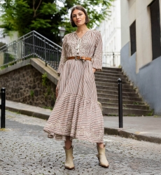 Langes Kleid Solene - lockerer Schnitt - 100% Baumwolle - Miss June Paris - 2