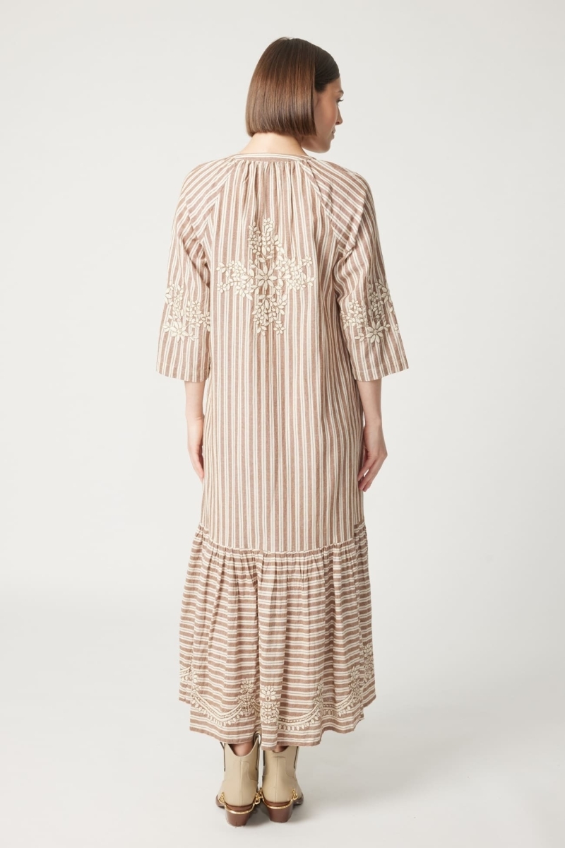 Langes Kleid Solene - lockerer Schnitt - 100% Baumwolle - Miss June Paris - 4