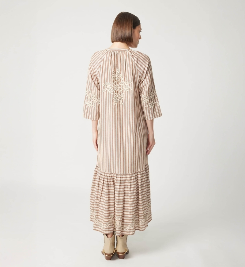 Langes Kleid Solene - lockerer Schnitt - 100% Baumwolle - Miss June Paris - 4