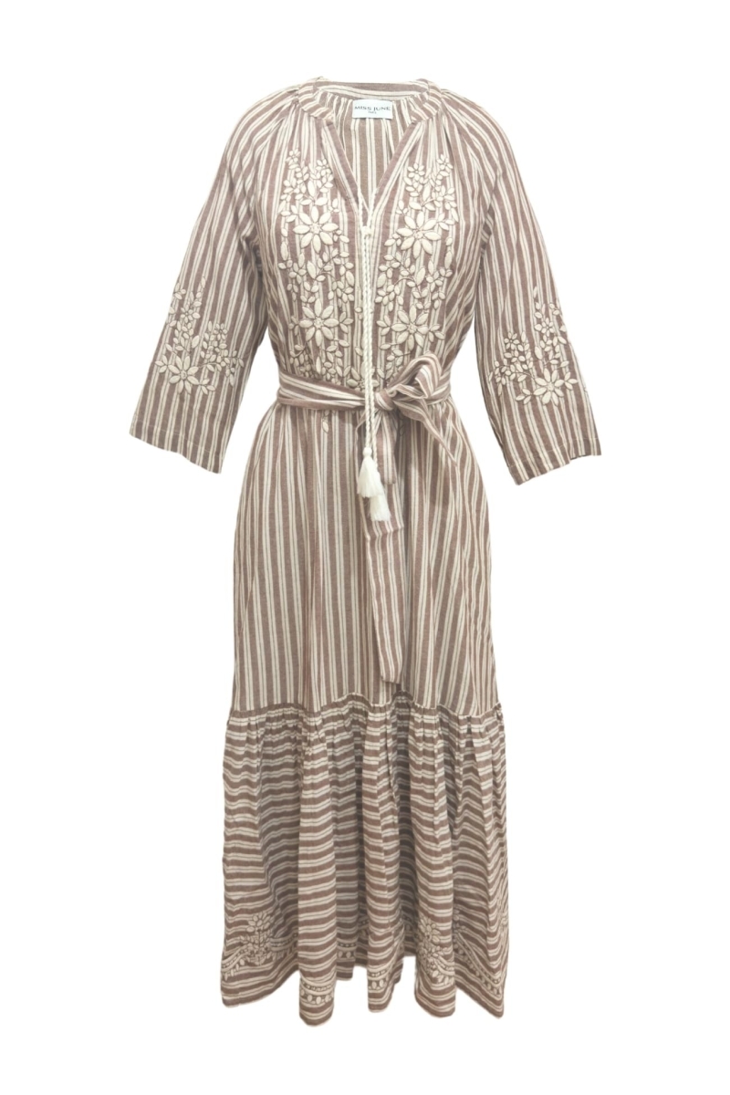 Langes Kleid Solene - lockerer Schnitt - 100% Baumwolle - Miss June Paris - 6
