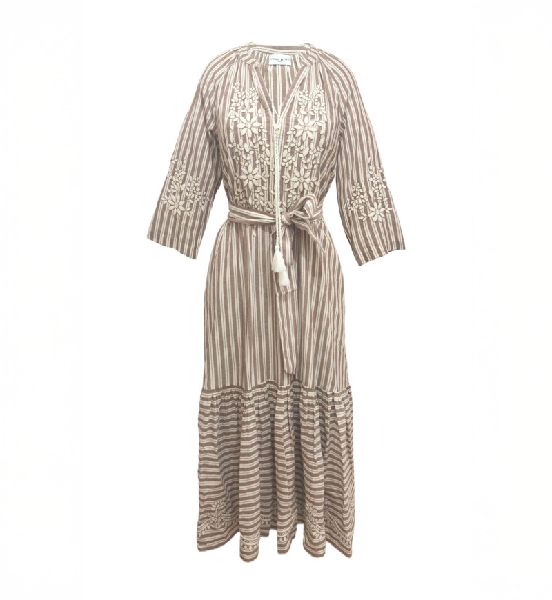 Langes Kleid Solene - lockerer Schnitt - 100% Baumwolle - Miss June Paris - 6