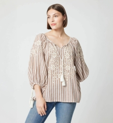 Blusa Axelle - decorada com pompons - algodão - Miss June Paris - 1