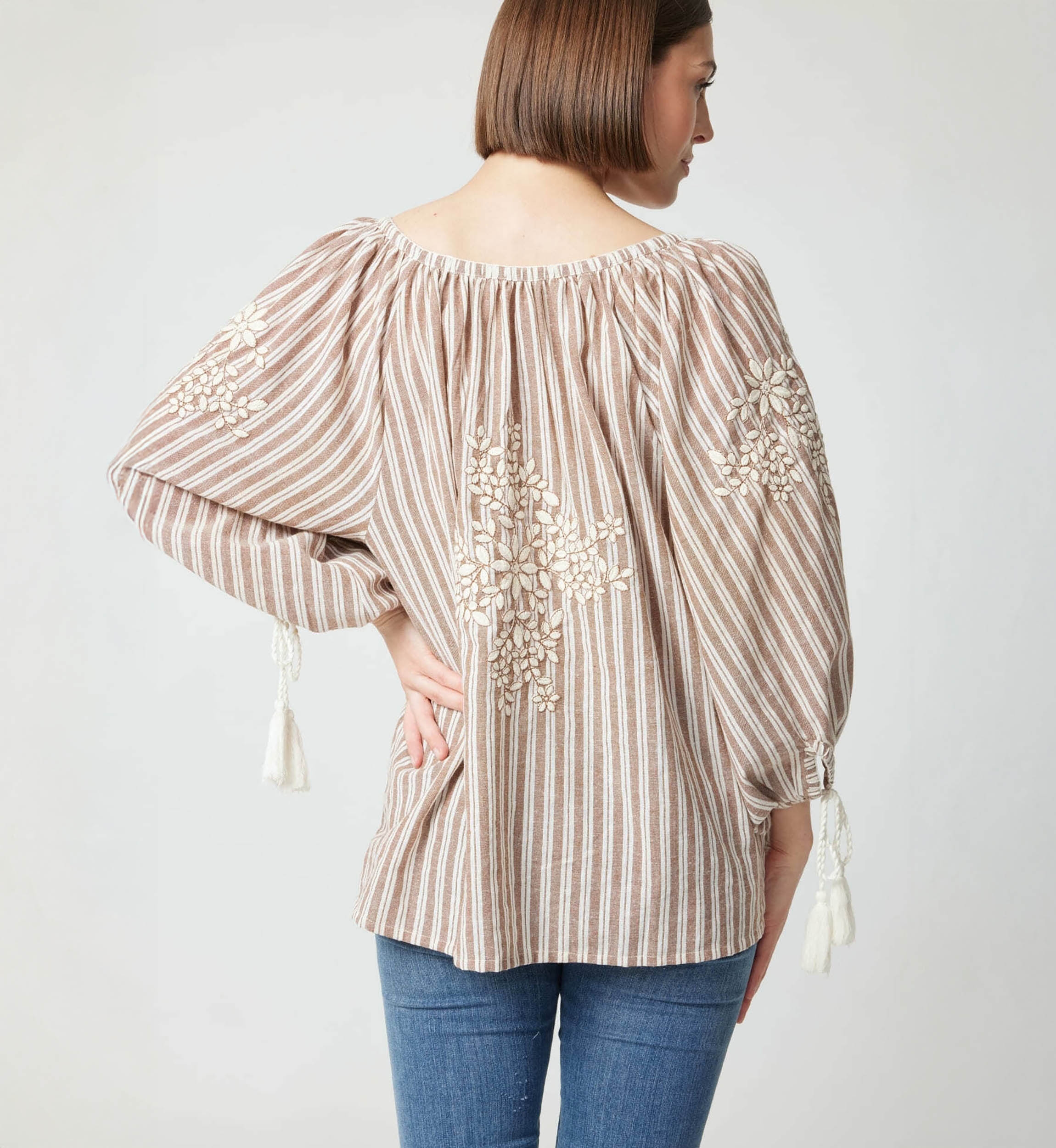 Axelle Bluse - mit Pompoms verziert - Baumwolle - Miss June Paris - 4