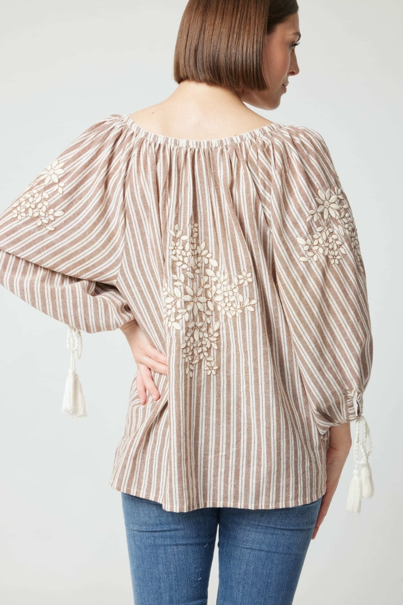 Blusa Axelle - decorada con pompones - algodón - Miss June Paris - 4