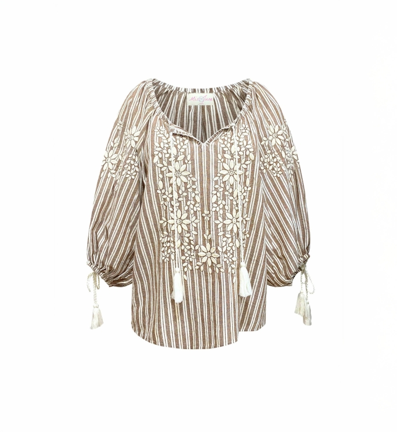 Blouse Axelle - ornée de pompoms coton - Miss June Paris - 6