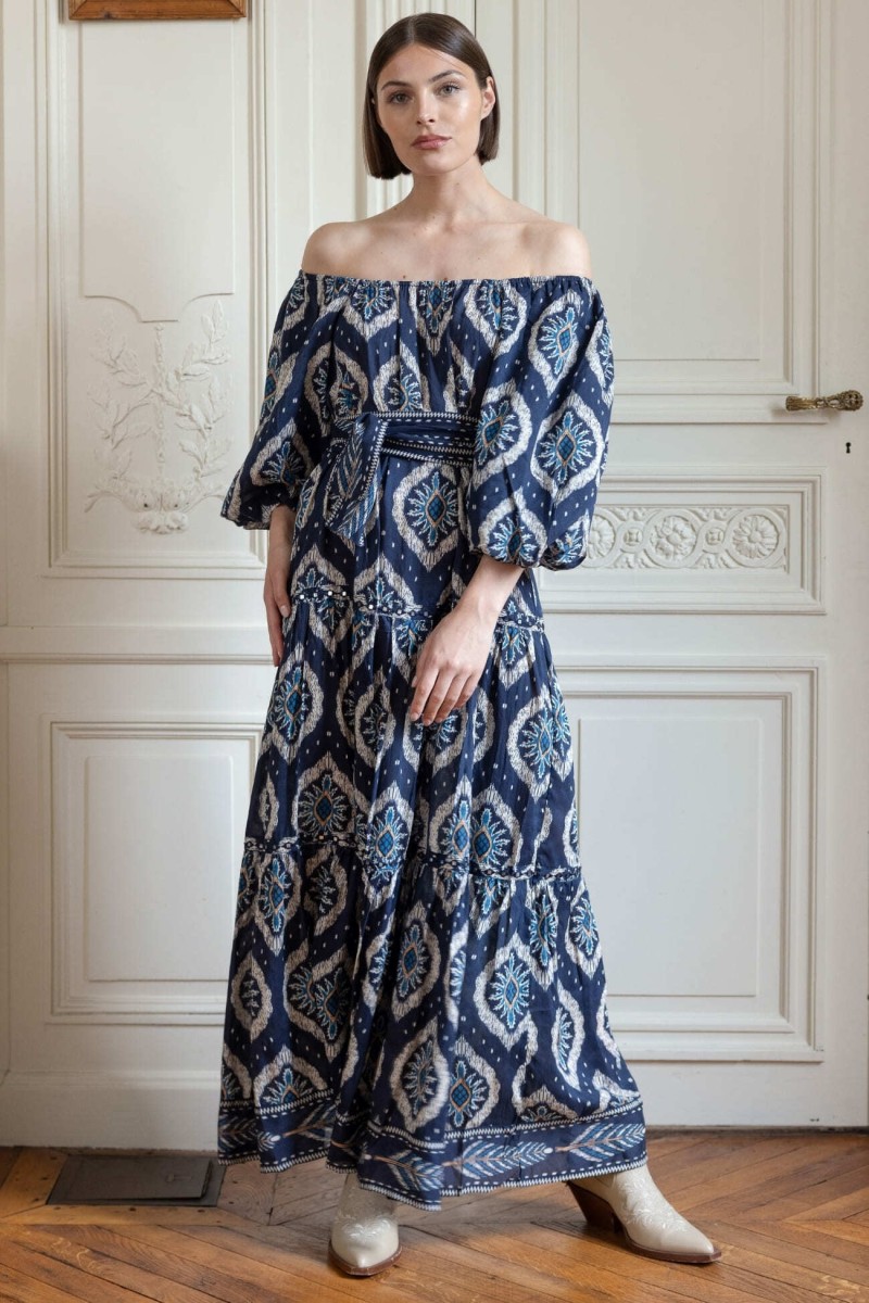 Lucille long dress - embroidered and flowing - Miss June Paris - 2