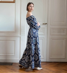 Vestido longo Lucille - bordado e esvoaçante - Miss June Paris - 1