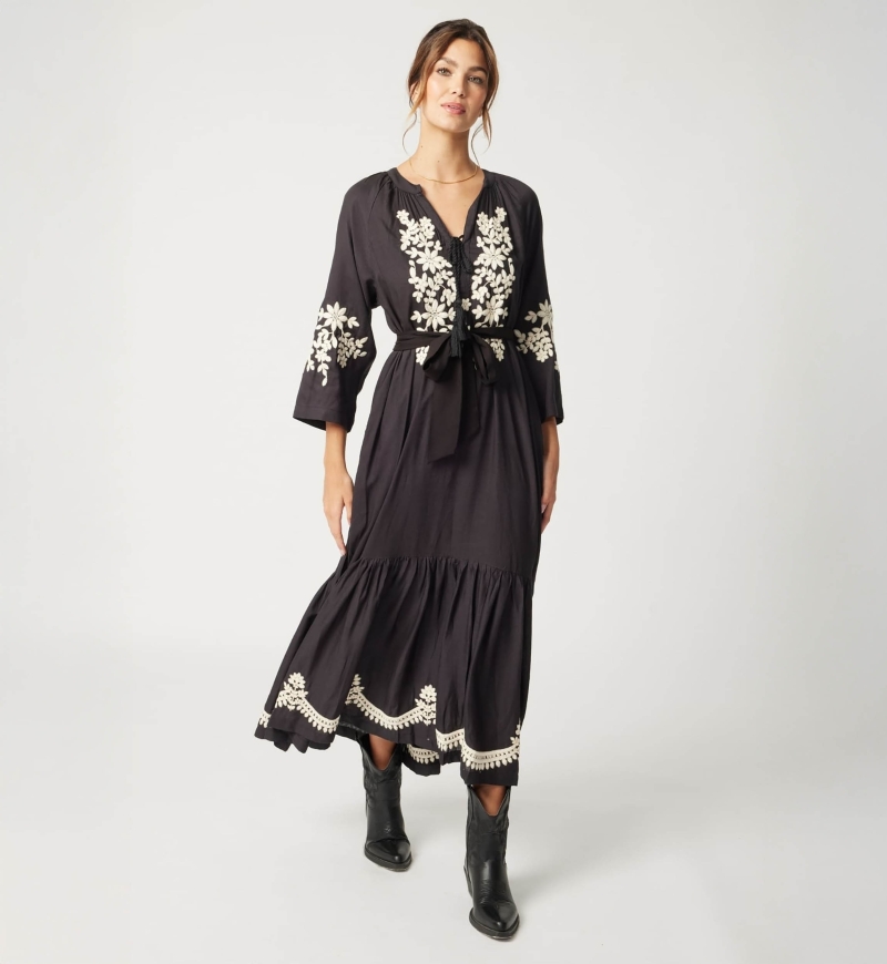 Robe longue Louison - couleur noire - Miss June Paris - 3