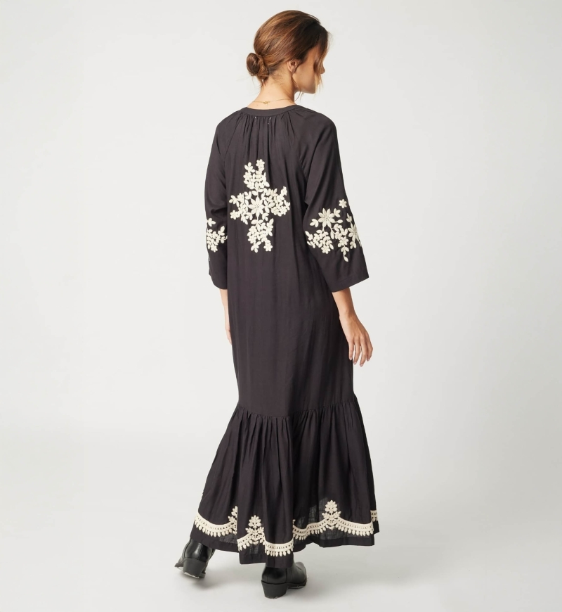 Langes Kleid Louison - Farbe Schwarz - Miss June Paris - 4