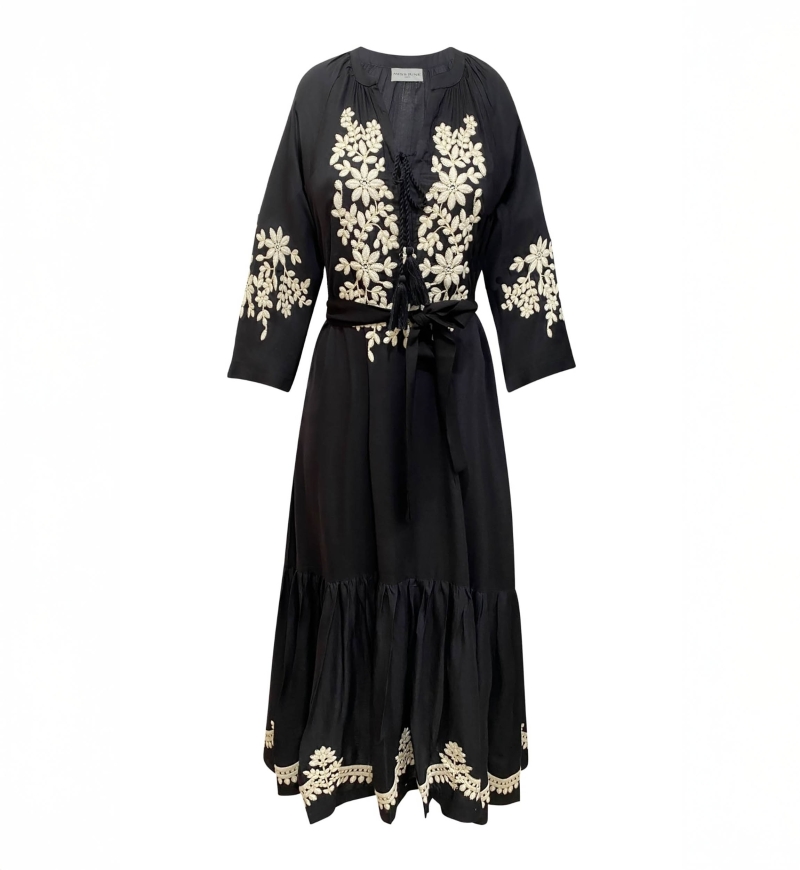 Langes Kleid Louison - Farbe Schwarz - Miss June Paris - 6