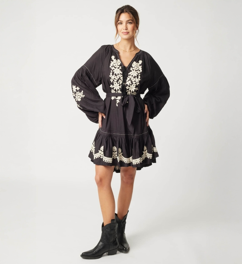 Schwarzes kurzes Kleid Anouk - Miss June Paris - 1