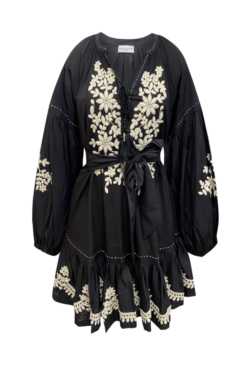 Schwarzes kurzes Kleid Anouk - Miss June Paris - 6