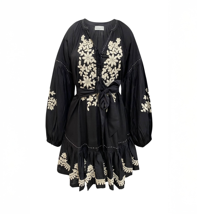 Schwarzes kurzes Kleid Anouk - Miss June Paris - 6