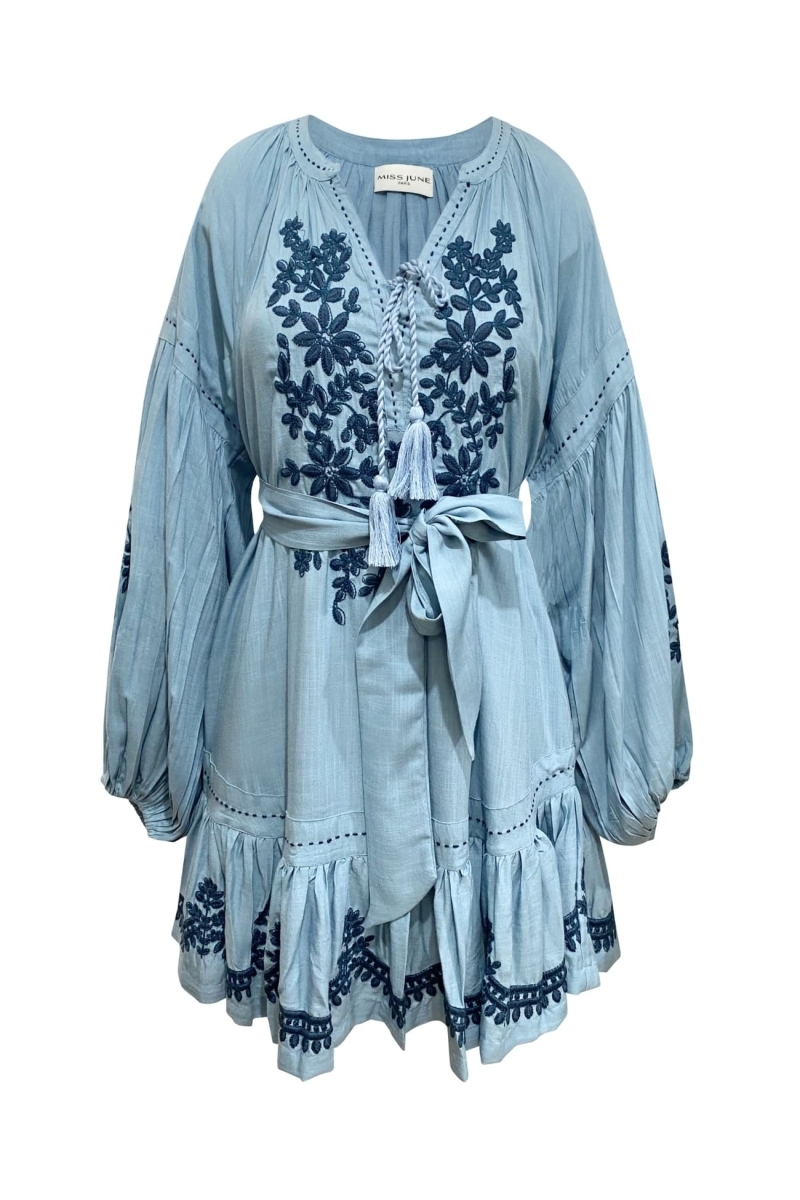 Robe bleue courte Anouk - Miss June Paris - 6