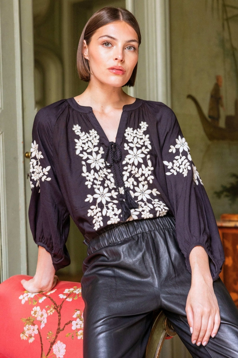 Schwarze Bluse Noémie - Miss June Paris - 1