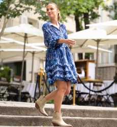 Kurzes Blue Dress Philippine - weiß-blaue Muster - Miss June Paris - 2
