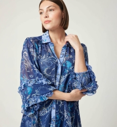 Camicia Ninon blu - motivi blu e bianchi - Miss June Paris - 1