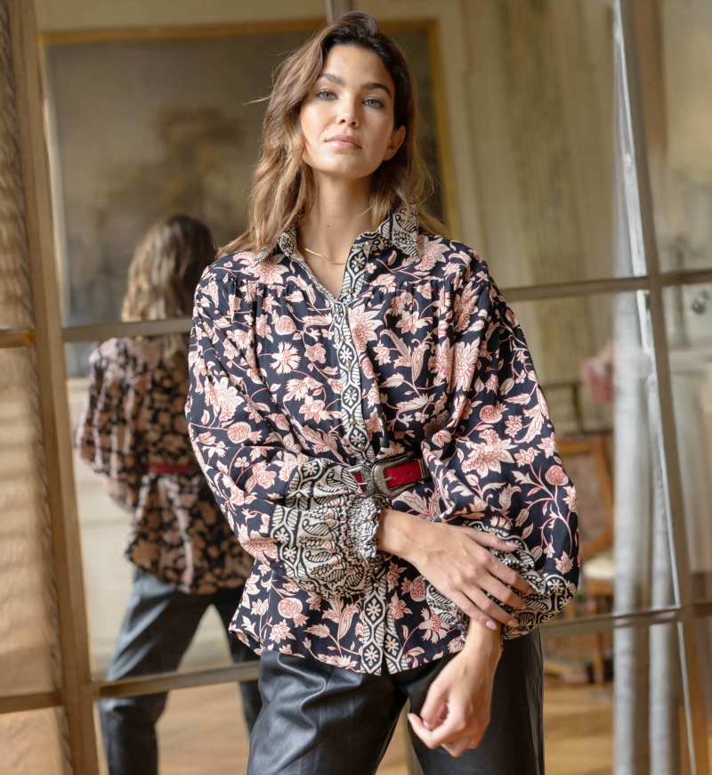 Camicia donna Éva in cotone - stampa floreale - Miss June Paris - 1