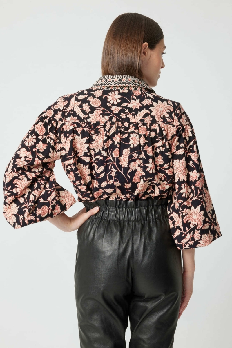 Camisa feminina algodão Éva - estampa floral - Miss June Paris - 4