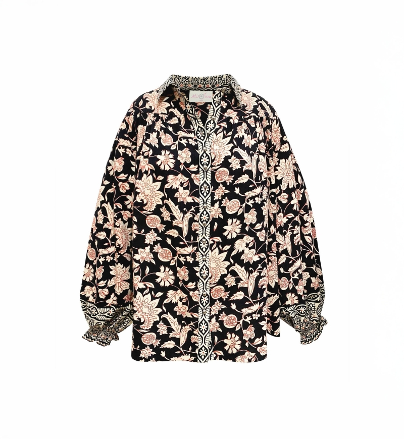 Camisa feminina algodão Éva - estampa floral - Miss June Paris - 6