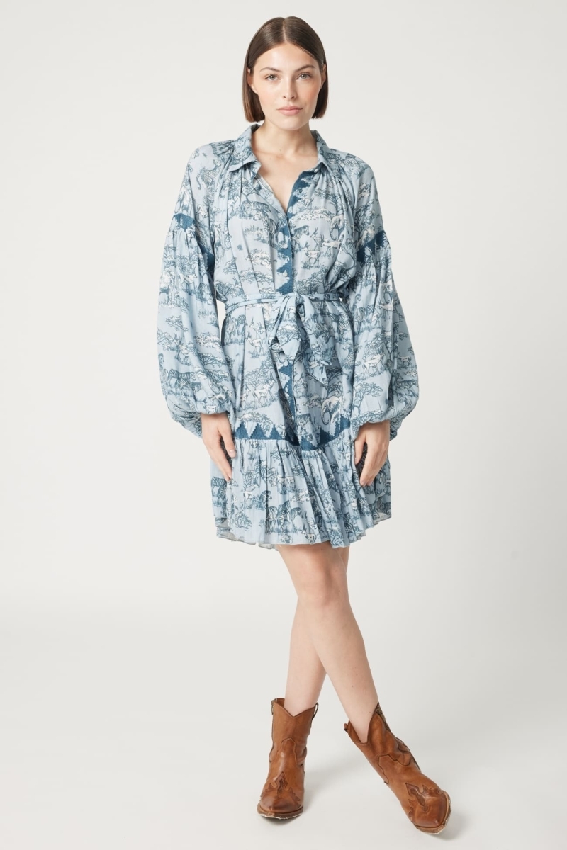 Kurzes Kleid Agathe - Savannen-Print - Miss June Paris - 1