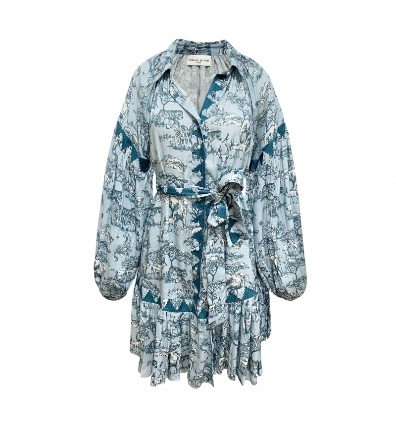 Kurzes Kleid Agathe - Savannen-Print - Miss June Paris - 6